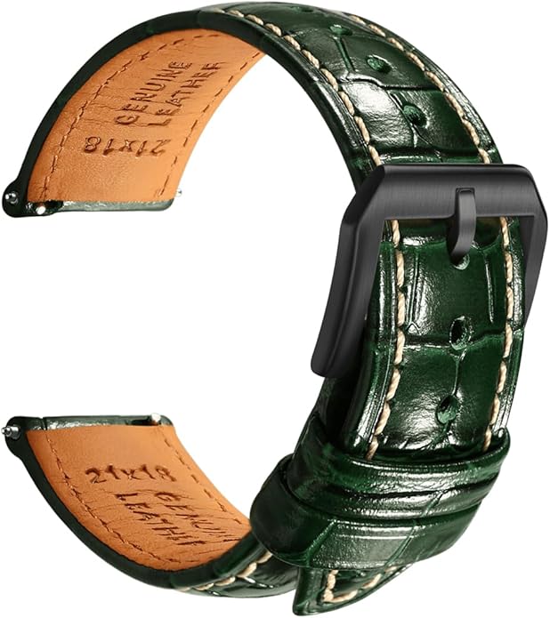 REZERO Leather Watch Bands for Men, Quick Release Watch Straps, Luxury Italian Alligator Grain Embossed Band Replacements 19mm 20mm 21mm 22mm