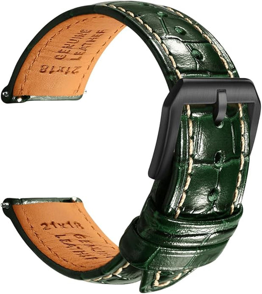 REZERO Leather Watch Bands for Men, Quick Release Watch Straps, Luxury Italian Alligator Grain Embossed Band Replacements 19mm 20mm 21mm 22mm
