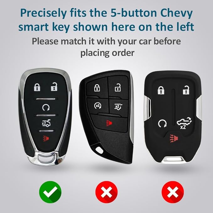 Autobase Silicone Key Fob Cover for Chevy Malibu Camaro Trax Traverse Trailblazer Sonic Cruze Blazer Volt Equinox Spark | Car Accessory for Chevrolet | Key Protection Case 2 Pcs (Black & Pink)