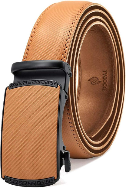DOOPAI Belt Men, Ratchet Dress Adjustable 1 3/8" Sliding Leather Designer, Size Length Can be Cut, with Gift Box