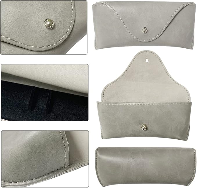 LogHog Portable Leather Glasses Case,Flexible Sunglasses Pouch Slim Case for Women Men Horizontal Eyeglass Case