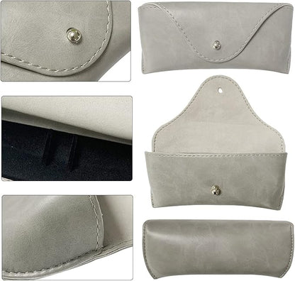 LogHog Portable Leather Glasses Case,Flexible Sunglasses Pouch Slim Case for Women Men Horizontal Eyeglass Case