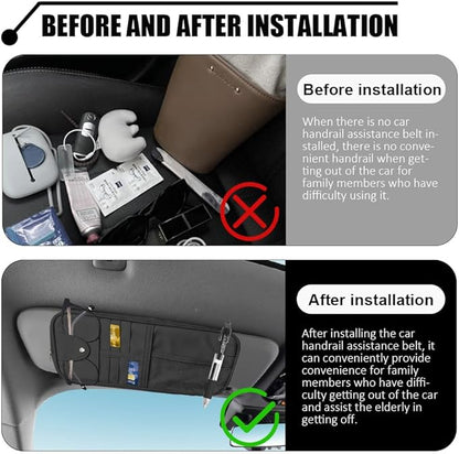 Car Sun Visor Organizer, Auto Accessories Sunglass Holder for Car, Multi-functional Sun Organizer Storage Bag, General Motors Interior Parts Storage Bags are Fit for Cars, SUVs, Trucks (Black)