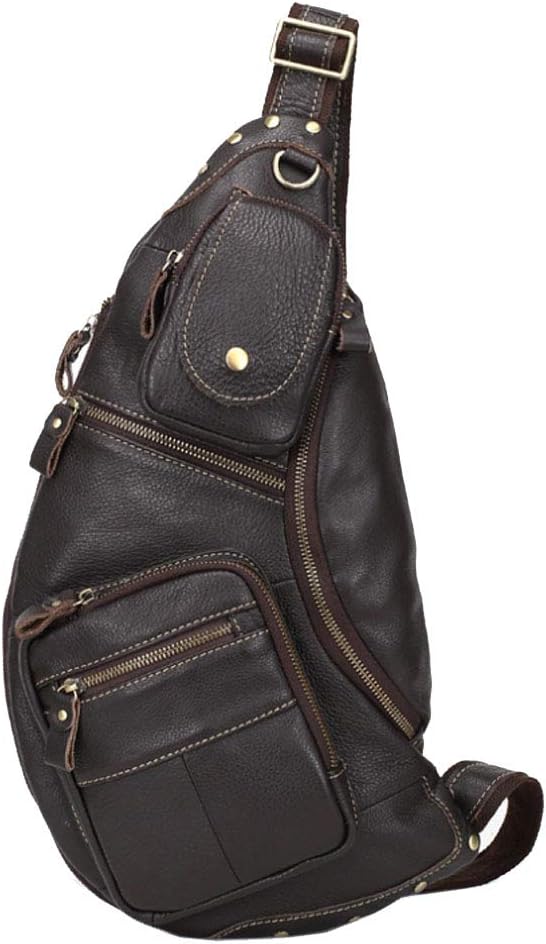 Leather Sling Bag Crossbody Backpack for Men Women Travel Outdoor Sports Hunting Hiking Large Capacity Cool Shoulder Chest Pack Bags Daypack