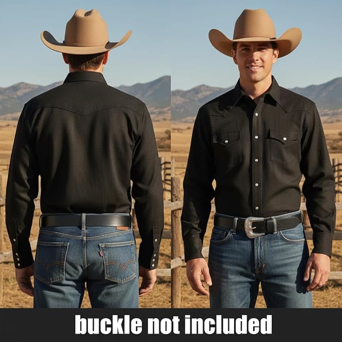 F&L CLASSIC Belt for buckle men Snap on Strap Full Grain One Piece Leather no buckle,1 1/2" Wide, USA