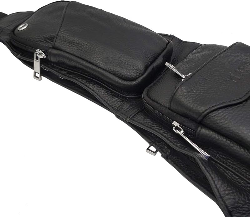 Hebetag Leather Sling Bag Crossbody Backpack for Men Women Travel Outdoor Camping