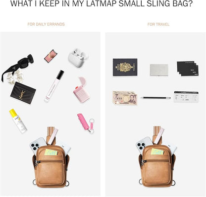 LATMAP Sling Bag For Women Faux Leather Small Casual Daypack Backpack Fanny Pack Crossbody Chest Bags Purse