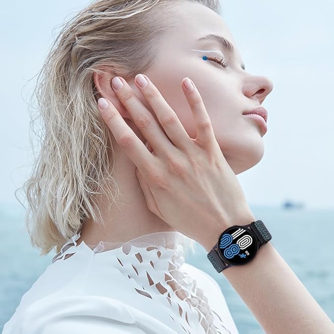 20mm Nylon Quick Release Band Compatible with Samsung Galaxy Watch 7 6 5 4 40mm 44mm/Garmin Vívoactive 6/5/3/3 Music/Forerunner 570 42mm/55/158/165/245/645/Amazift Active 2/Active/T-Rex 3 Pro 44mm