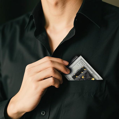 MONOCARBON Carbon-Fiber-Money-Clip-for-Men, Minimalist-Money-Holder for Cash, High Elastic Carbon-Fiber-Wallet, Slim and Durable