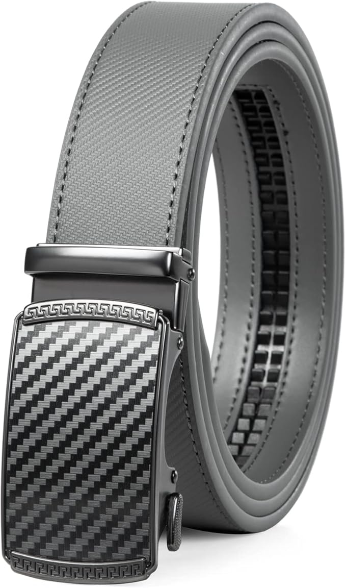 Founders & C Men's Ratchet Belt 1 3/8",Leather Dress Belt Adjustable with Click Sliding Buckle Trim to Exact Fit