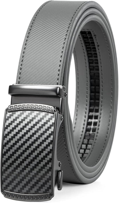 Founders & C Men's Ratchet Belt 1 3/8",Leather Dress Belt Adjustable with Click Sliding Buckle Trim to Exact Fit