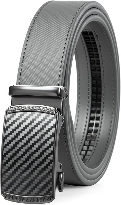 Founders & C Men's Ratchet Belt 1 3/8",Leather Dress Belt Adjustable with Click Sliding Buckle Trim to Exact Fit