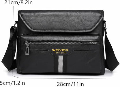 Zipper Buckle Leather Messenger Bag Crossbody Shoulder Bag Vintage Handle Bags | Zipper, Buckle, Leather, Vintage