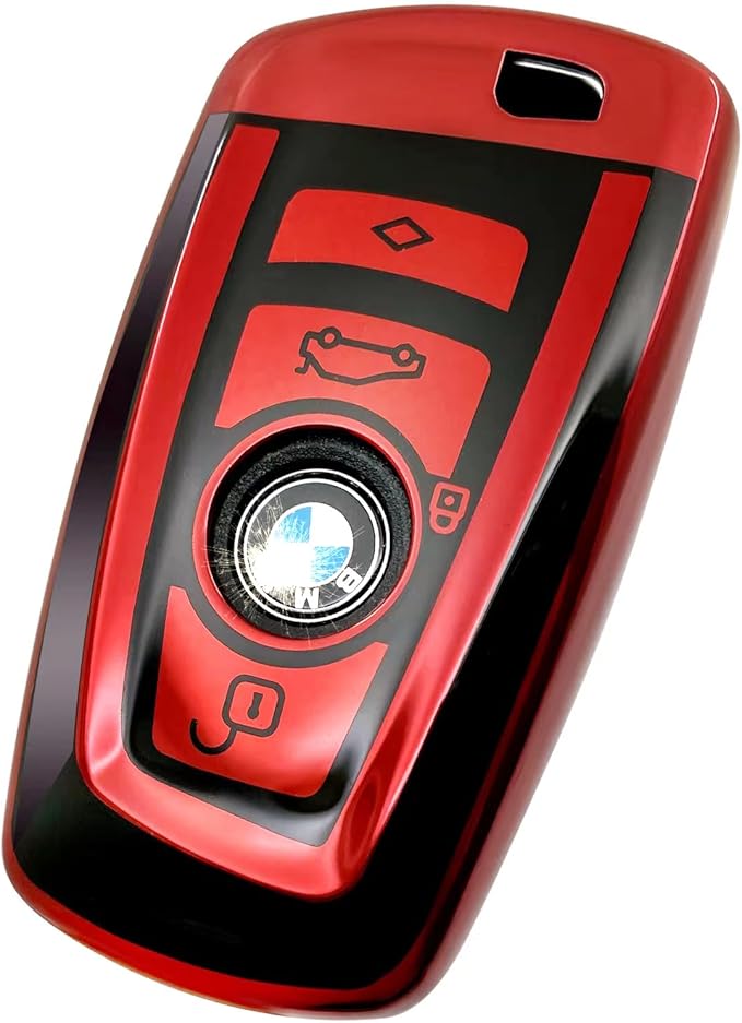 Creativity Suitable For BMW key fob cover. Advanced soft TPU key box is compatible with X1 X3 X4 X5 X6 1 2 4 5 6 7 M3 M5 M6 GT3 GT5 G30 F10 F15 F16 F20 key (Type A Red single Key Case)