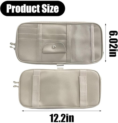 Car Sun Visor Organizer - Sunglasses Holders with Multi-Pocket Net Zippers, SUV Storage Pouch Holder