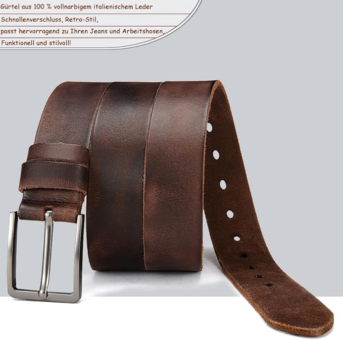 DOOPAI Men's Genuine Leather Casual Belt -Full Grain Leather Belt for Men- 1.5" Handmade Jeans Belt with Gift Box