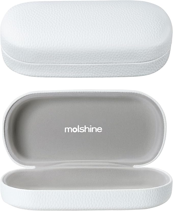 molshine Hard Shell Leather Sunglasses Case,Classic Large Glasses Case for Women Men,Sunglass Eyeglasses