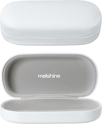molshine Hard Shell Leather Sunglasses Case,Classic Large Glasses Case for Women Men,Sunglass Eyeglasses