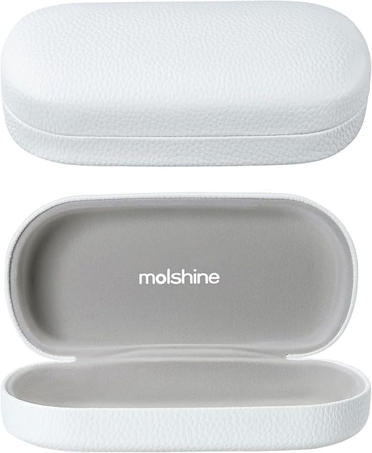 molshine Hard Shell Leather Sunglasses Case,Classic Large Glasses Case for Women Men,Sunglass Eyeglasses
