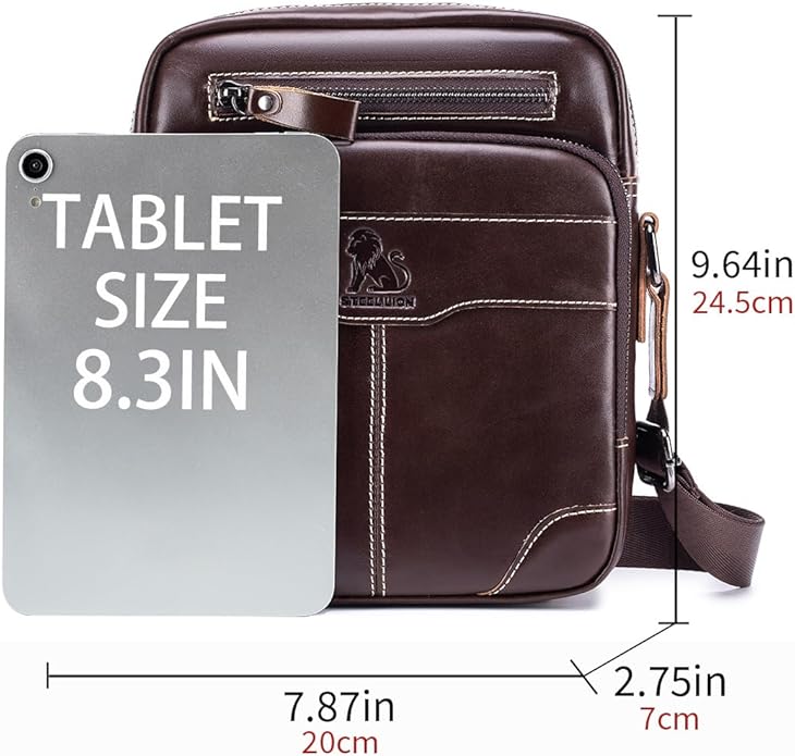Premium Leather Men's Crossbody -Organized Storage & Durable,Stylish for Daily Carry