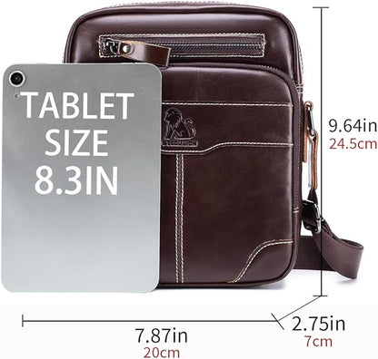 Premium Leather Men's Crossbody -Organized Storage & Durable,Stylish for Daily Carry