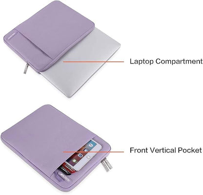 MOSISO Laptop Case 13.3 inch, 13-13.3 inch Laptop Sleeve Compatible with MacBook Air/Pro 13/Pro 14 M5 M4 M3 M2 M1, HP Dell ASUS Lenovo,Polyester Vertical Computer Sleeve Bag with Pocket, Purple