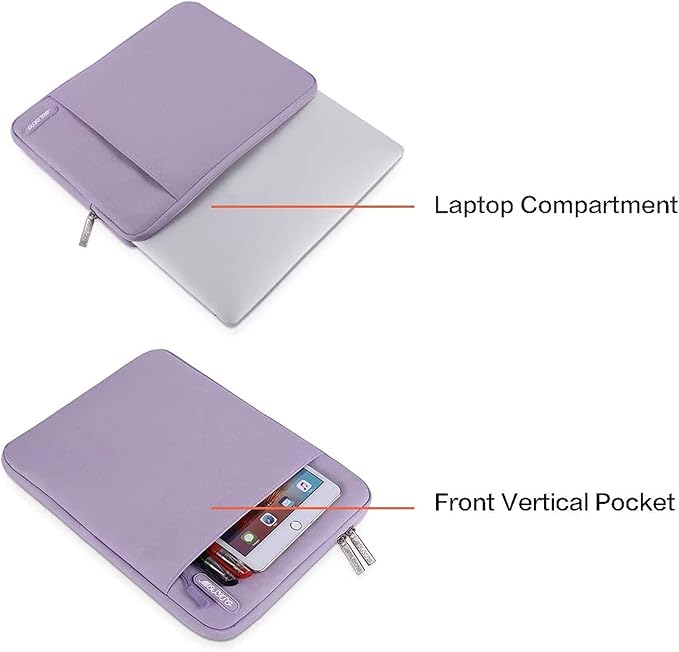 MOSISO Laptop Case 16 inch, 15-15.6 inch Laptop Sleeve Compatible with MacBook Pro 16 M5 M4 M3 M2 M1, HP Acer Dell Lenovo ASUS, Polyester Vertical Computer Sleeve Bag with Pocket, Purple