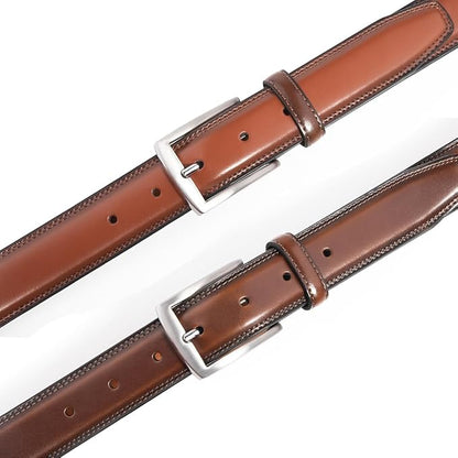 Mens Genuine Leather Dress Belt for Men, Handmade, 100% Cow Leather,Classic Casual and Business Belt Prong Buckle