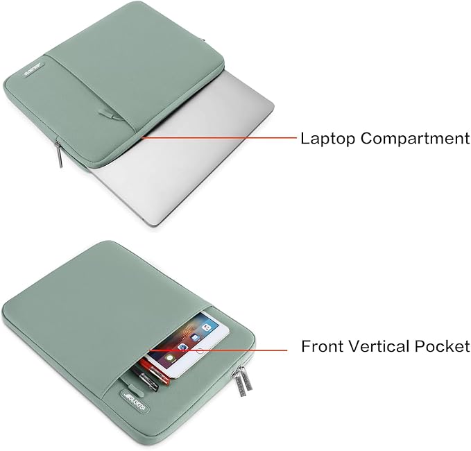 MOSISO Laptop Case 16 inch, 15-15.6 inch Laptop Sleeve Compatible with MacBook Pro 16 M5 M4 M3 M2 M1, HP Acer Dell Lenovo ASUS, Polyester Vertical Computer Sleeve Bag with Pocket, Antique Green