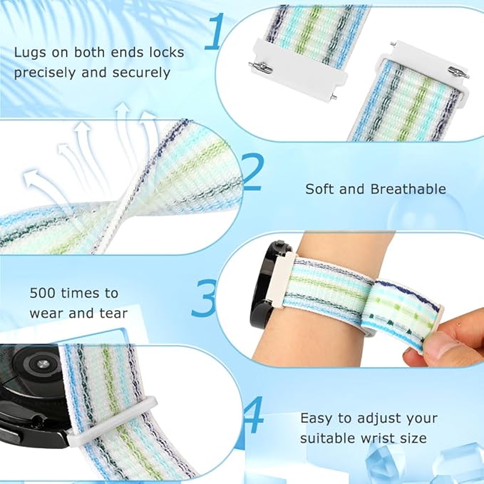 24mm Nylon Sport Quick Release Watch Band Compatible with Garmin Venu X1/TicWatch Altas/TicWatch Pro 5/Pro 5 Enduro/COROS Nomad/iTouch AIR 4 41mm 46mm/AIR 3 44mm/Suunto 9/9 Baro/9 Titanium