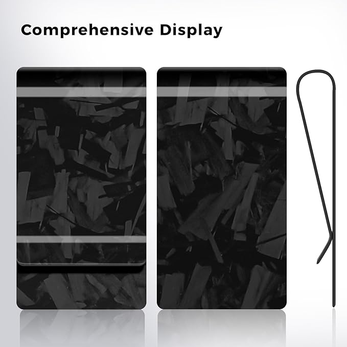 LittleBlack Real Carbon Fiber Money Clip,1.5in Wide Ultra Thin&Slim Minimalist Cash&Credit Card Holder Up To 50 Bills,Mens Business Front Pocket Wallet-Forged Glossy Black