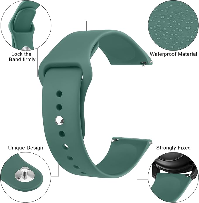 Amzpas 20mm 22mm Watch Bands Quick Release Watch Straps, 4 Pack Soft Silicone Replacement Sport Watch Wristbands for Women Men