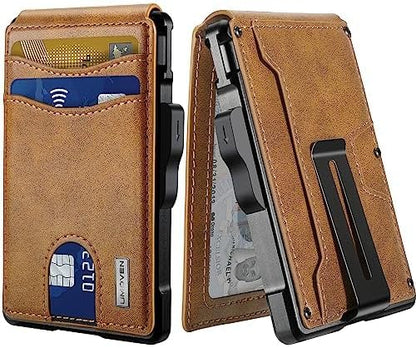 umoven Wallet for Men - with Money Clip Slim Leather Slots Credit Card Holder RFID Blocking Bifold Minimalist Wallet (Brown) | with Money Clip, Slim, Slots, Credit Card Holder, RFID Blocking, Bifold