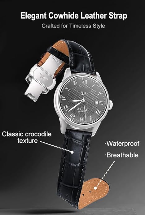 EACHE Croco Design Leather Watch Bands for Men Women,Quick Release Strap with Butterfly Deployment Buckle 18mm 19mm 20mm 21mm 22mm 23mm 24mm