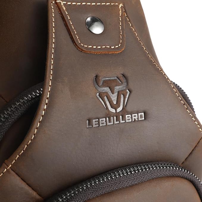 Sling Bag for Men Genuine Leather Chest Bag Crossbody Backpack Travel Hiking Outdoor Sports
