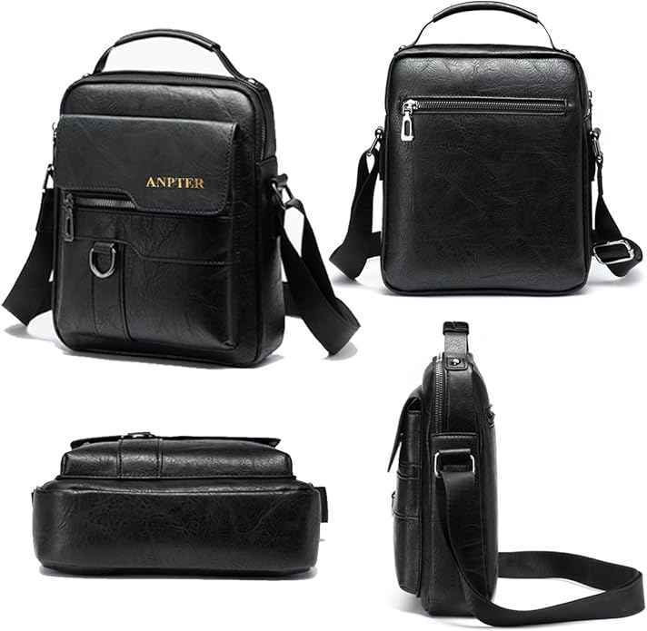 Messenger Bag for Men Crossbody Shoulder Purse Small Vintage PU Leather Satchel Pouch Side Crossover Handbag