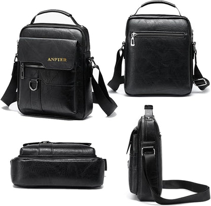 Messenger Bag for Men Crossbody Shoulder Purse Small Vintage PU Leather Satchel Pouch Side Crossover Handbag