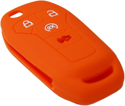 Silicone Rubber Key Fob Covers Protector for Ford F150 F250 F350 F450 F550 Raptor Ranger Transit Fusion Bronco Lightning Maverick XLT (Flip Key)