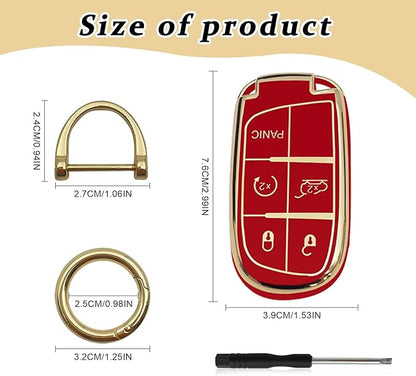 for Jeep Key Fob Cover Keychain Soft Full Protection Key Case Shell, Car Accessories for Man,Girls, Women, Compatible with Jeep Smart Key 3 4 5 Buttons Protector(Red)