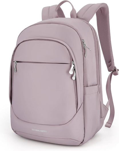 LIGHT FLIGHT Travel Laptop Backpack Women, 15.6 Inch Laptop Backpack with USB Charging Hole, Water Resistant College Bookbag, Black Computer Backpacks for Work, Grayish Pink…