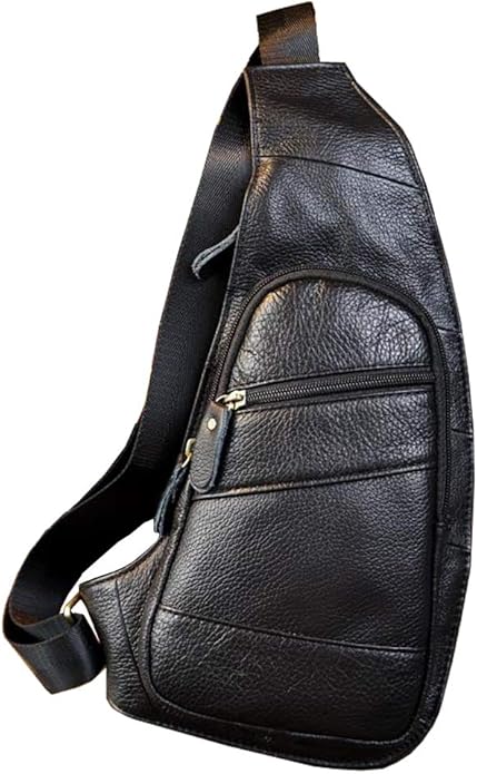 Hebetag Leather Sling Bag Crossbody Backpack for Men Women Travel Outdoor Camping