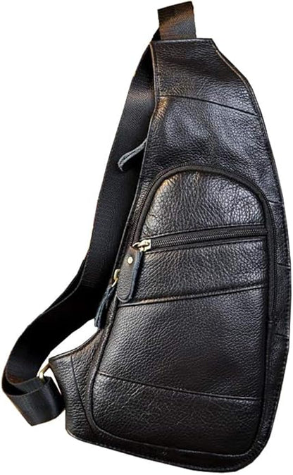 Hebetag Leather Sling Bag Crossbody Backpack for Men Women Travel Outdoor Camping