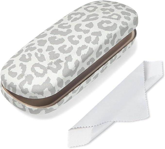 Glasses Case Hard Shell, Leather Protective Case for Sunglasses with Cleaning Cloth, Cute Eyeglass Cases for Women