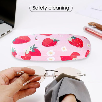 PERFECTSIGHT Hard Shell Eyeglasses Case, PU Leather Protective Glasses Case, Cute Eyeglass Case for Women Men Girls