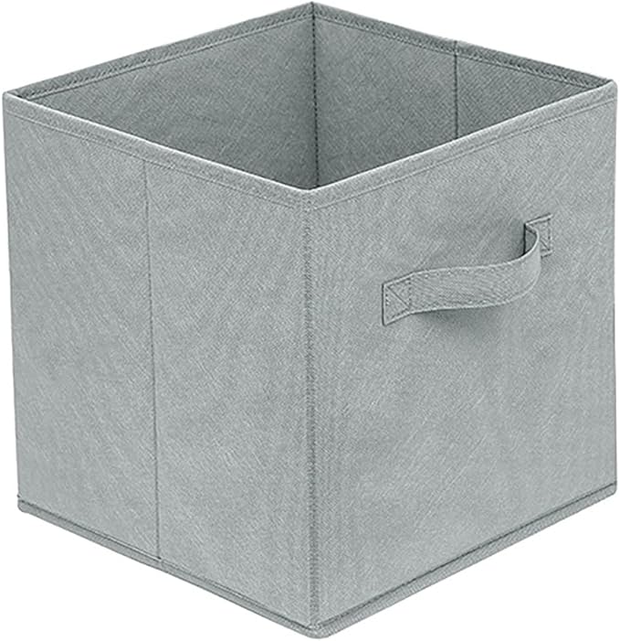 Basics Fabric Clothing Storage Bins - 10.6" x 10.6" x 11" - Collapsible Storage Cubes Organizer with Handles, Linen Foldable Storage Baskets Cloth Box Containers, Closet Organizers