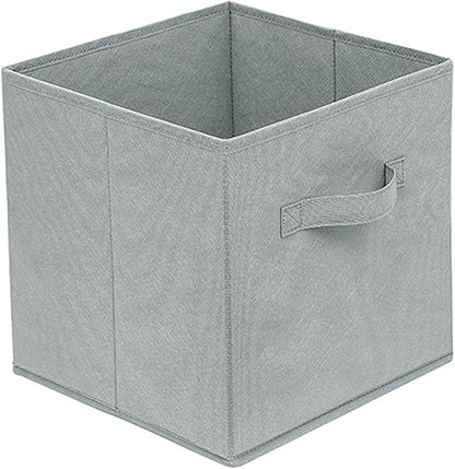 Basics Fabric Clothing Storage Bins - 10.6" x 10.6" x 11" - Collapsible Storage Cubes Organizer with Handles, Linen Foldable Storage Baskets Cloth Box Containers, Closet Organizers