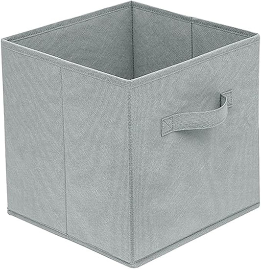 Basics Fabric Clothing Storage Bins - 10.6" x 10.6" x 11" - Collapsible Storage Cubes Organizer with Handles, Linen Foldable Storage Baskets Cloth Box Containers, Closet Organizers