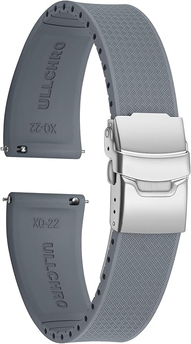 ULLCHRO Silicone Watch Band Quick Release Strap FKM Waterproof Watch Bands for Men 20mm 22mm Replacement Strap Sport Rubber Watchband