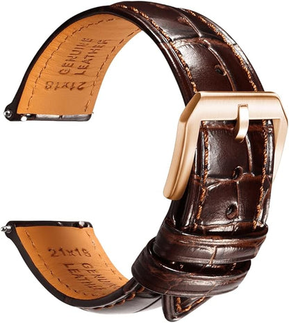 REZERO Leather Watch Bands for Men, Quick Release Watch Straps, Luxury Italian Alligator Grain Embossed Band Replacements 19mm 20mm 21mm 22mm