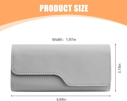 Zpana Sunglass Holder for Car Visor, Leather Auto Eyeglasses Sun Visor Organizer Case with Hidden Magnetic Closure, Auto Protective Glasses Storage Box, Universal for SUV RV Truck (Gray)